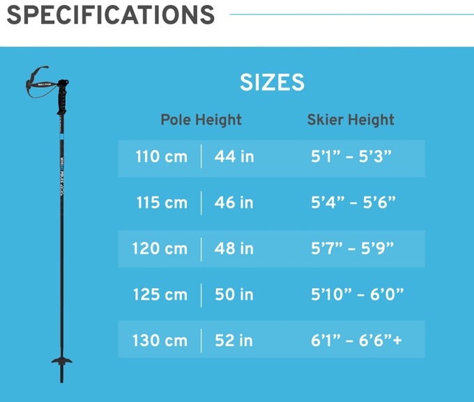 Nordic Ski Pole Size Chart